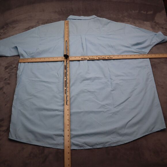 Wrangler Shirt Mens 3XL Blue Workwear Outdoor Stretch Hike Fish Button Up - Picture 3 of 15